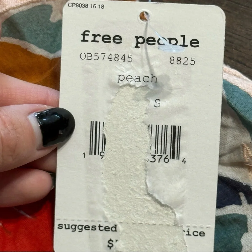 Free People Annka Ruffle One‎ Shoulder Peach Linen Blend Top Size Small Women